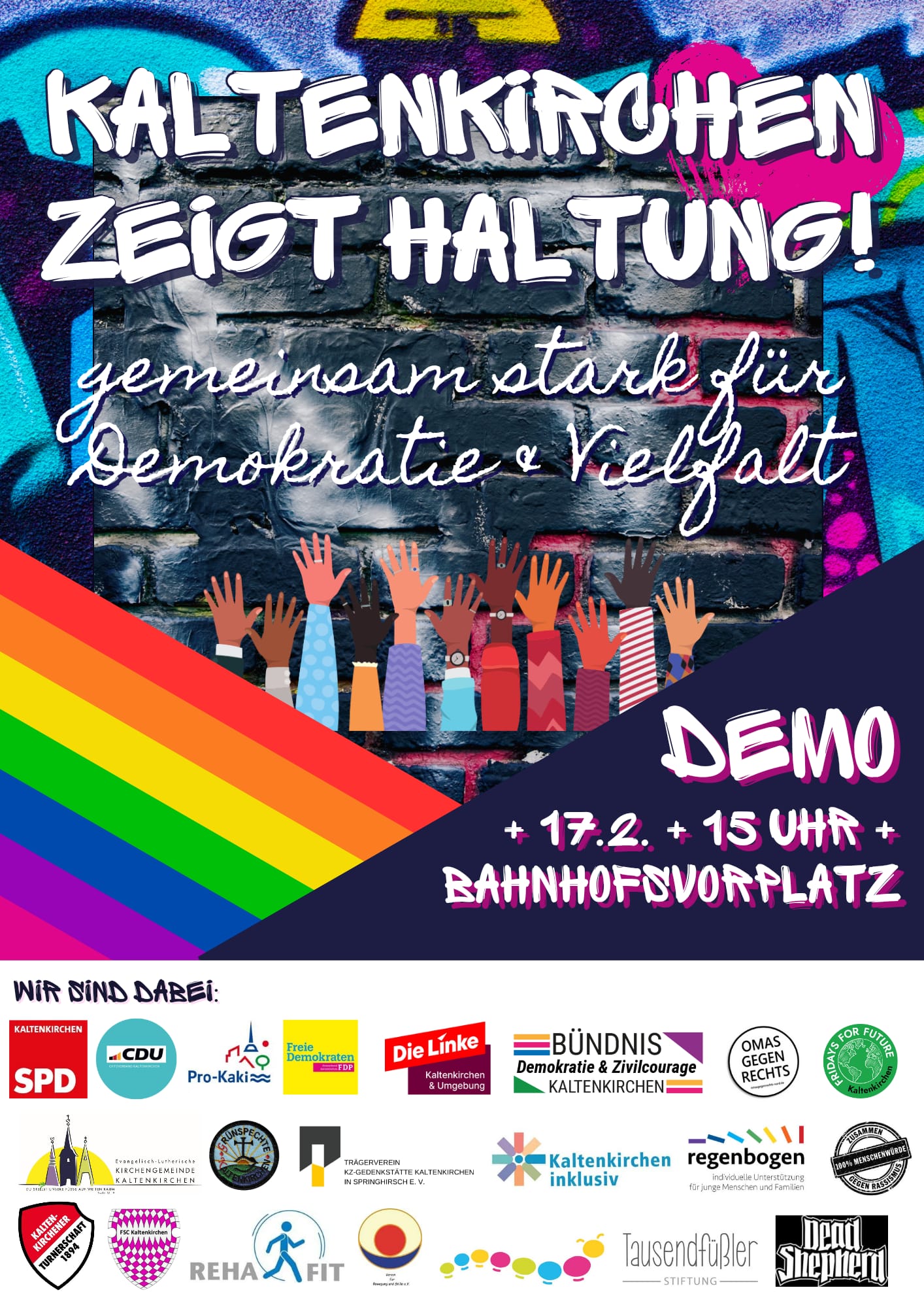 Demonstration für Demokratie und Vielfalt